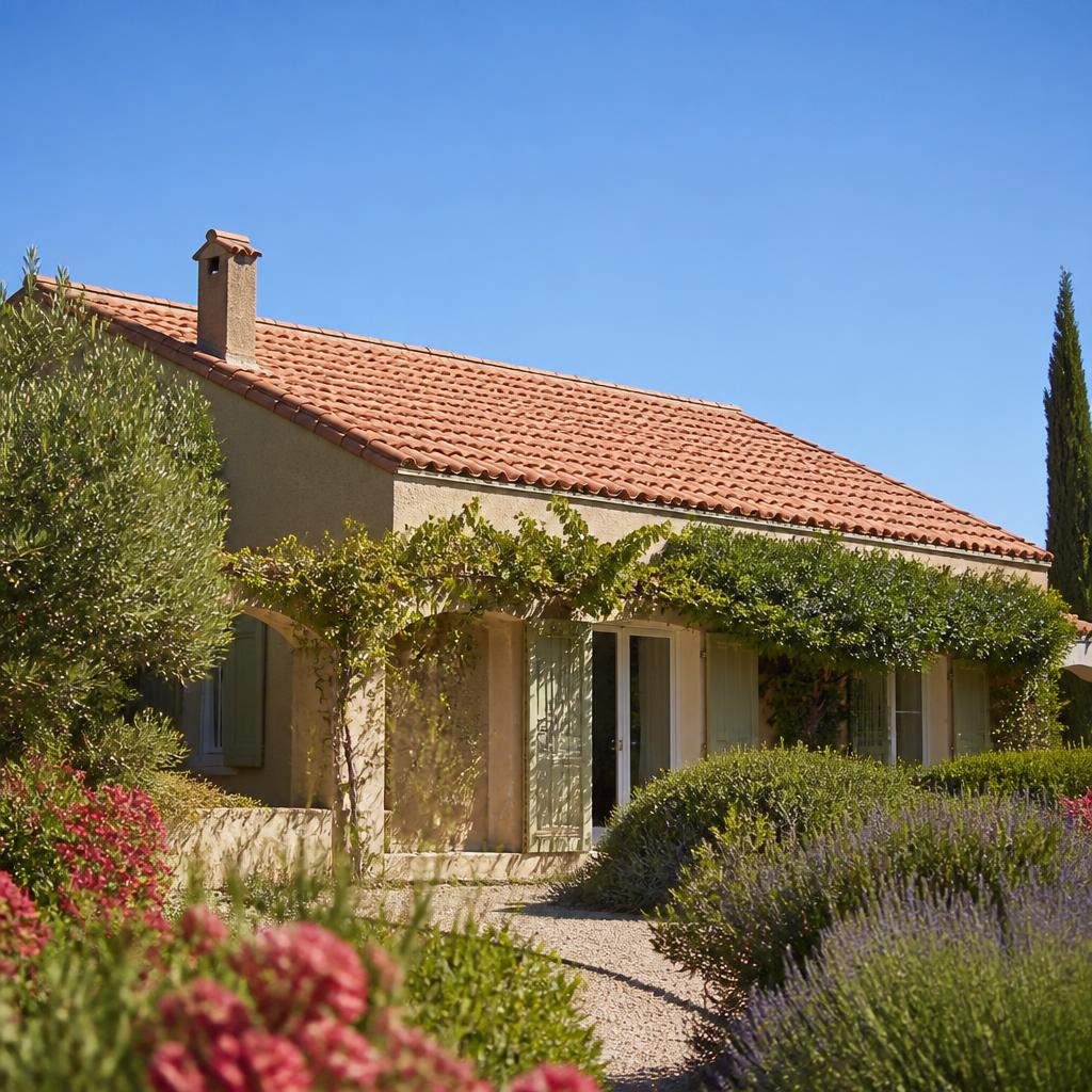Maison avec toiture rénovée en tuiles terre cuite